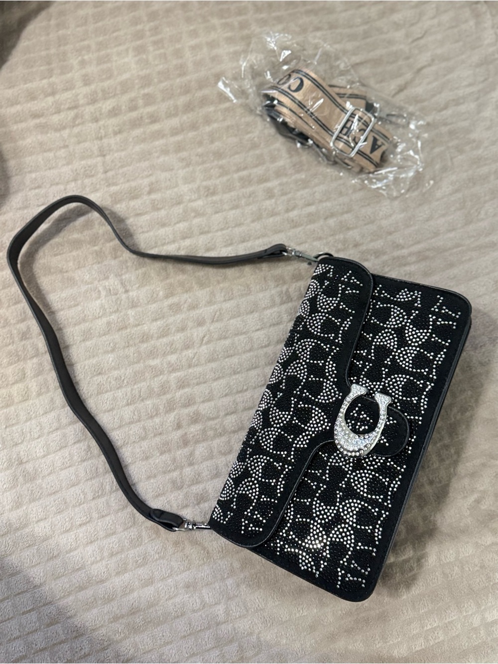 Coach Black Crystal Signature Shoulder Bag – Crossbody